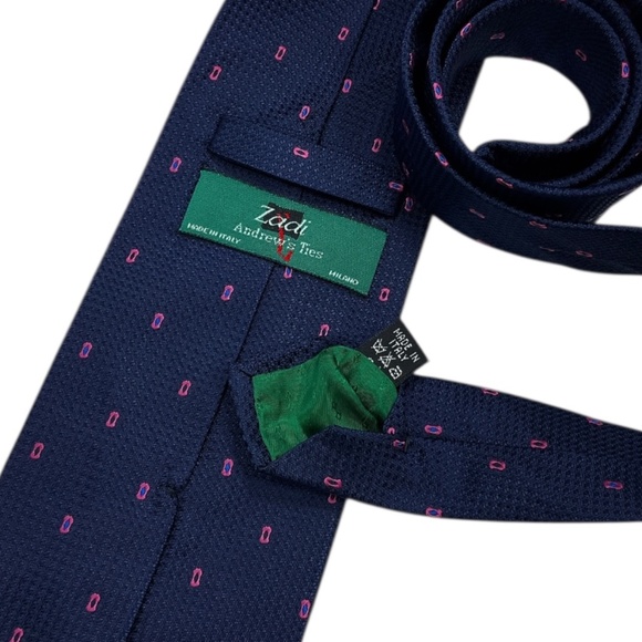 ANDREWS Navy/Purple Geometric Silk LUXURY Tie ITALY - Picture 3 of 5